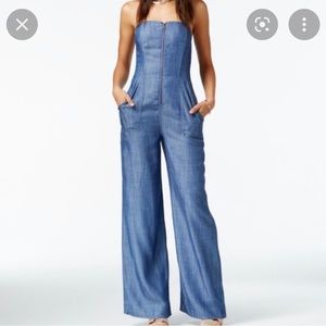 Rachel Roy Chambray Strapless Jumpsuit- size M New with Tags